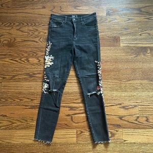 Abercrombie & Fitch high rise black embroidered jeans